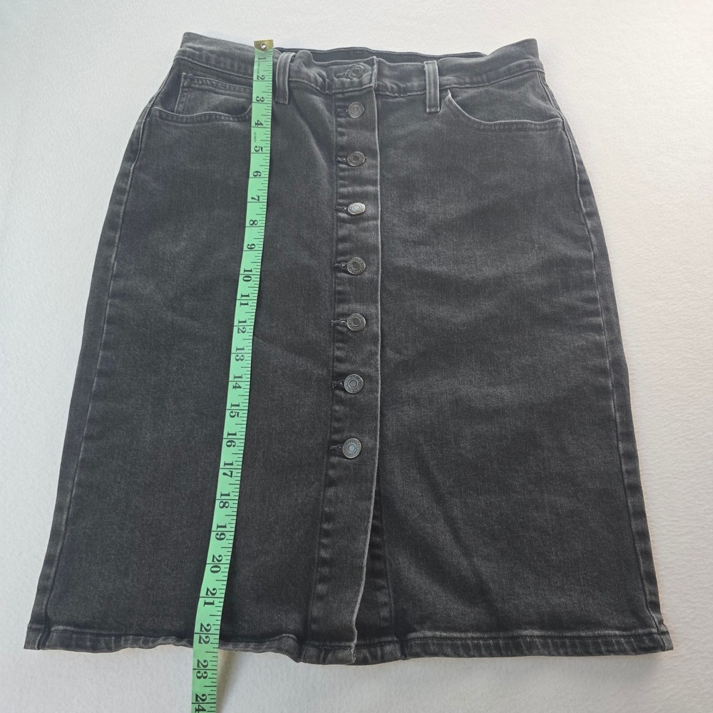 Levis Womens Button Front Denim Midi Skirt Charcoal Grey Faded Black Size 29 - Picture 8 of 8